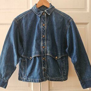 Vintage Calvin Klein Jean Jacket - Bomber w/ Gun Flap, Western Style - Sz M